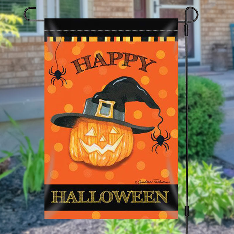 Aperturee - Waterproof Magic Pumpkin Halloween Orange Garden Flag