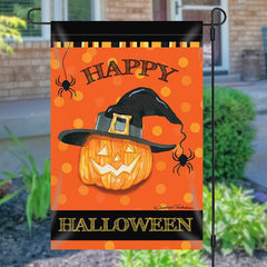Aperturee - Waterproof Magic Pumpkin Halloween Orange Garden Flag