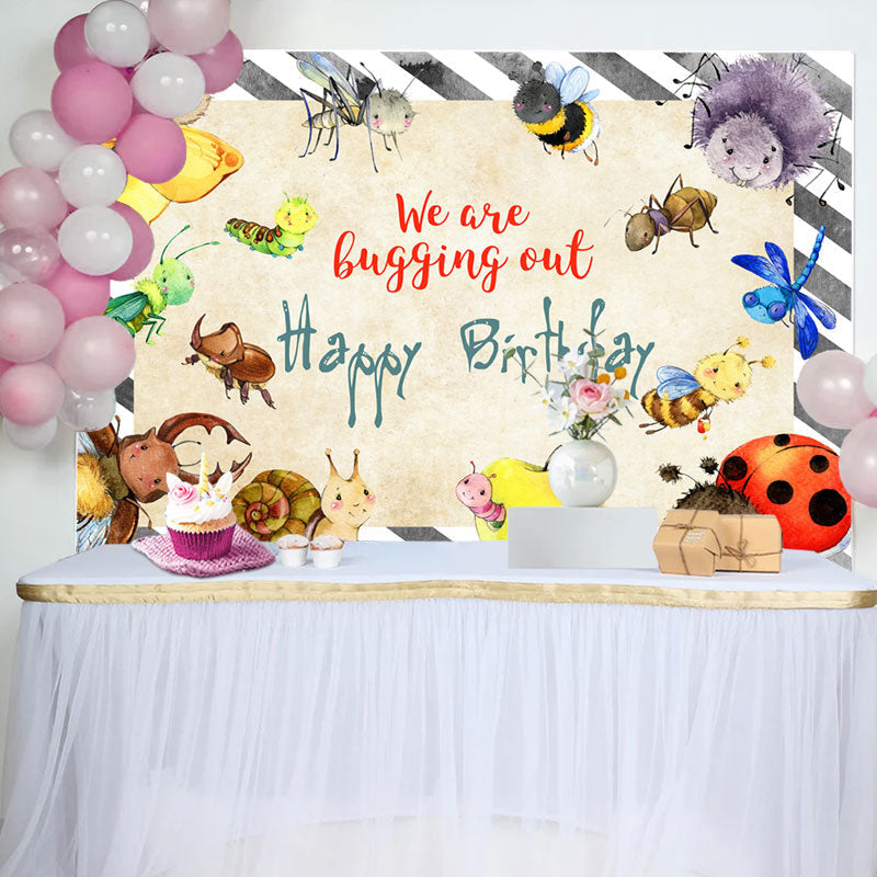 Aperturee - We Are Bugging Out Cartoon Insect Birthday Backdrop