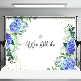 Aperturee - We Still Do Blue Floral Leaves Backdrop For Wedding