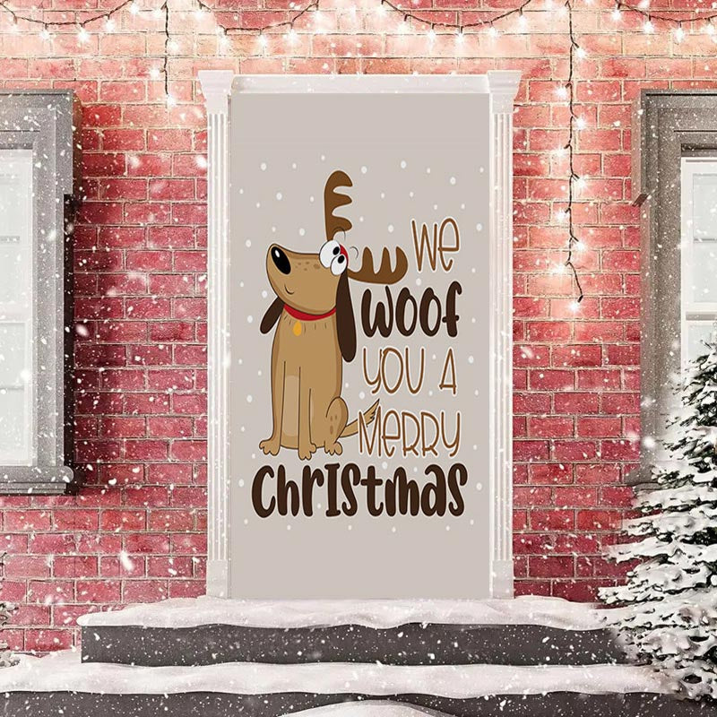 Aperturee - We Woof You A Merry Christmas Elk Door Cover Decor