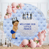 Aperturee - Welcome Our Little Prince Round Blue Baby Shower Backdrop
