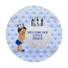 Aperturee - Welcome Our Little Prince Round Blue Baby Shower Backdrop
