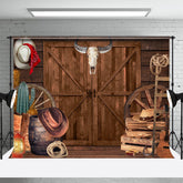 Aperturee - Western Cowboy Style Wood Cake Smash Backdrop For Photo