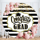 Aperturee - White And Black Stripes Round Graduation Backdros