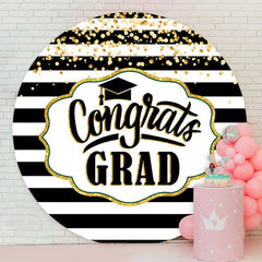 Aperturee - White And Black Stripes Round Graduation Backdros