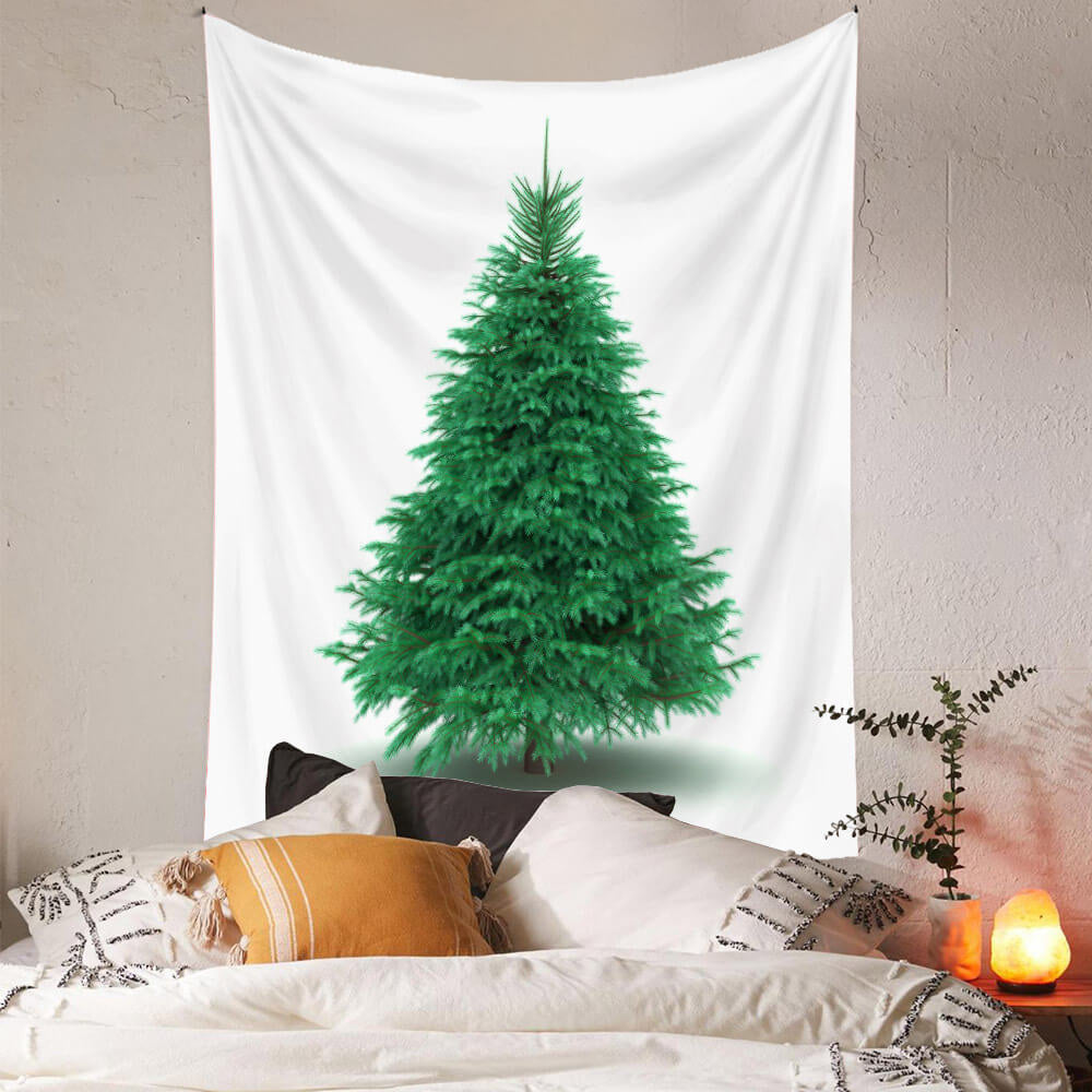 Aperturee - White And Green Art Decor Christmas Tree Wall Tapestry