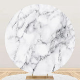 Aperturee - White And Grey Simple Marble Round Birthday Backdrop