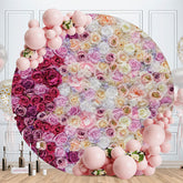 Aperturee - White And Pink Floral Round Wedding Backdrop