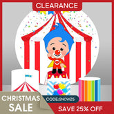 Aperturee - (Ship In 24HR) White And Red Circus Themed Circle Birthday Backdrop