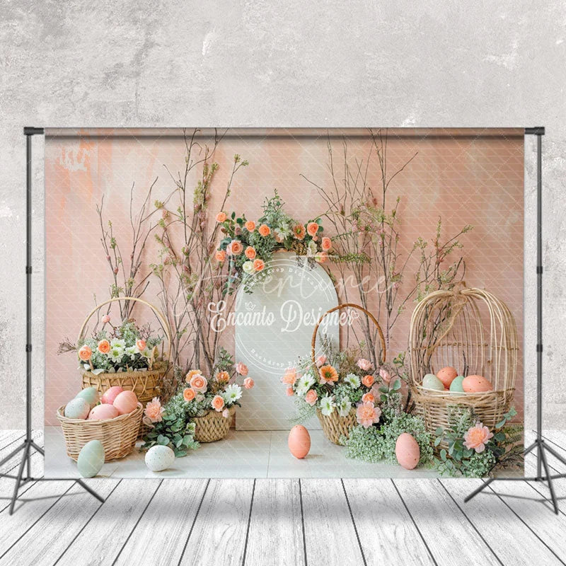 Aperturee - White Arches Basket Easter Eggs Photo Shoot Backdrop