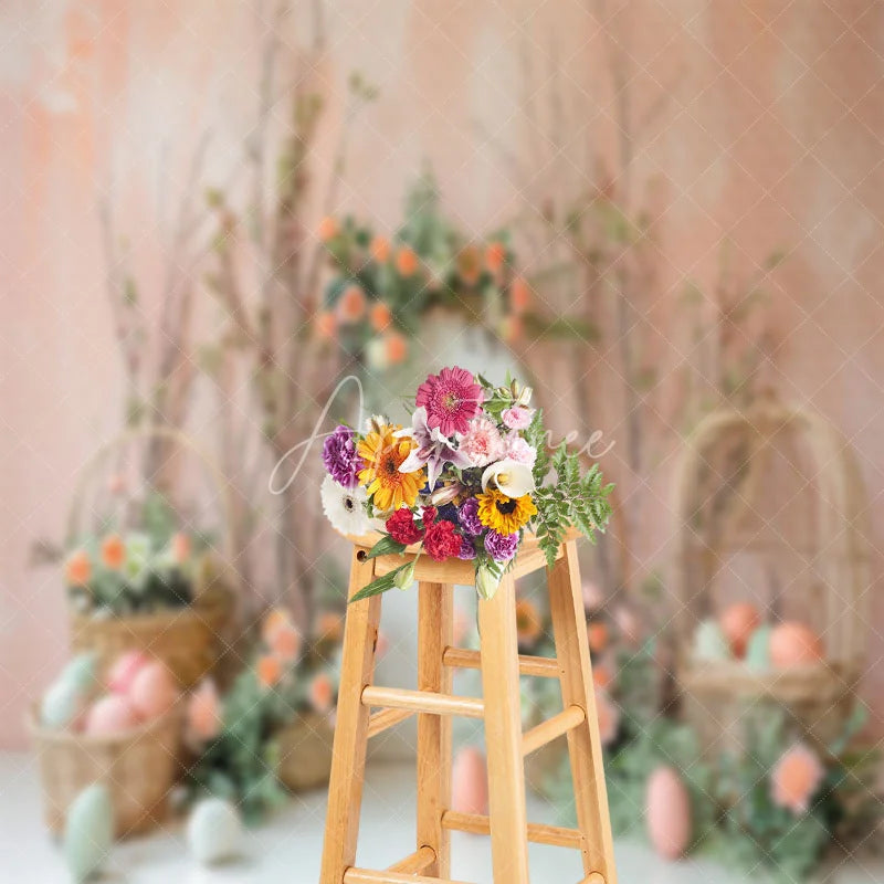 Aperturee - White Arches Basket Easter Eggs Photo Shoot Backdrop