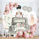 Aperturee - White Ballons And Cake Round Wedding Backdrop