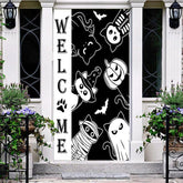 Aperturee - White Black Cats Halloween Welcome Home Door Cover
