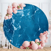 Aperturee - White Blue Sea Scenery Round Summer Backdrop