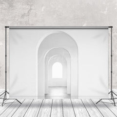 Aperturee - White Building Interior Arch Retro Photo Backdrop
