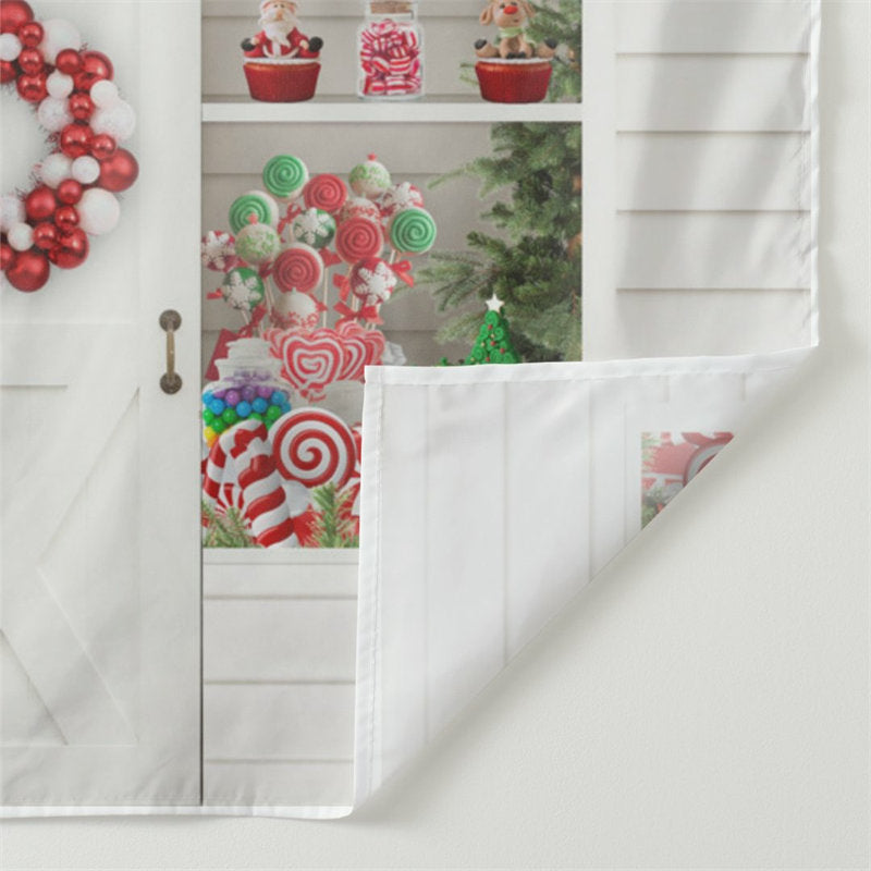 Aperturee - White Candy Store Christmas Backdrop For Party