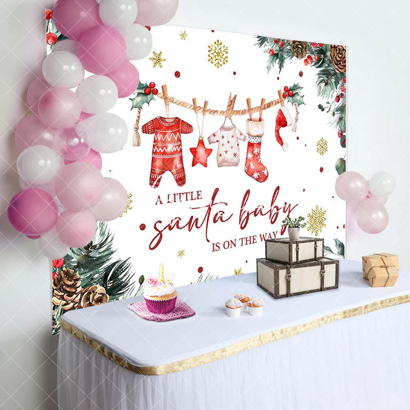 Aperturee - White Christmas Santa Baby Gender Reveal Backdrop