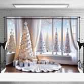 Aperturee - White Christmas Tree Windows Photoshoot Backdrop