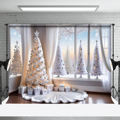 Aperturee - White Christmas Tree Windows Photoshoot Backdrop