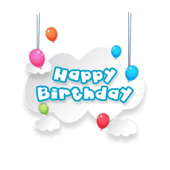 Aperturee - White Cloud And Ballons Round Birthday Backdrop