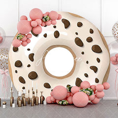 Aperturee - White Cream Chocolate Doughnut Round Party Backdrop