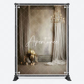 Aperturee - White Curtain Floral Candle Holder Wedding Backdrop