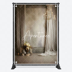 Aperturee - White Curtain Floral Candle Holder Wedding Backdrop