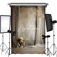 Aperturee - White Curtain Floral Candle Holder Wedding Backdrop