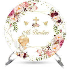 Aperturee - White Floral Angel Baby Mi Bautizo Baptism Backdrop