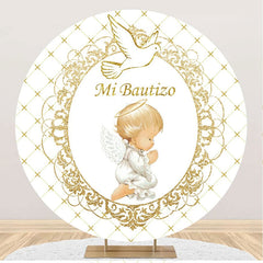 Aperturee - White Gold Angel Baby Mi Bautizo Baptism Backdrop