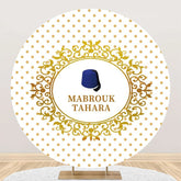 Aperturee - White Gold Dots Hat Mabrouk Tahara Round Backdrop