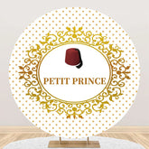 Aperturee - White Gold Dots Red Hat Petit Prince Round Backdrop