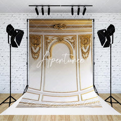 Aperturee - White Gold Light Luxury Retro Wall Photo Backdrop