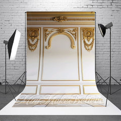 Aperturee - White Gold Light Luxury Retro Wall Photo Backdrop