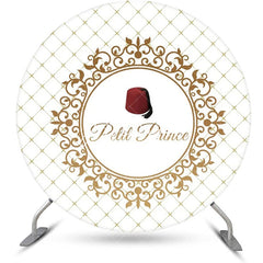 Aperturee - White Gold Plaid Red Hat Petit Prince Round Backdrop