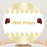 Aperturee - White Gold Red Fez Hat Petit Prince Round Backdrop