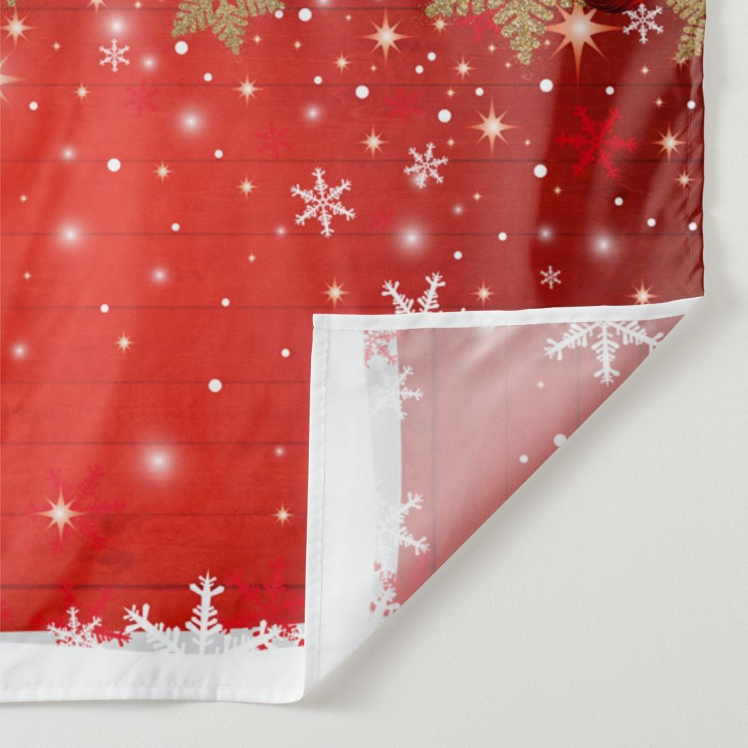 Aperturee - White Gold Snowflake Red Wood Christmas Backdrop