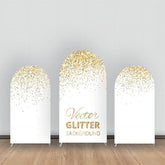 Aperturee - White Gold Vector Glitter Party Arch Backdrop Kit
