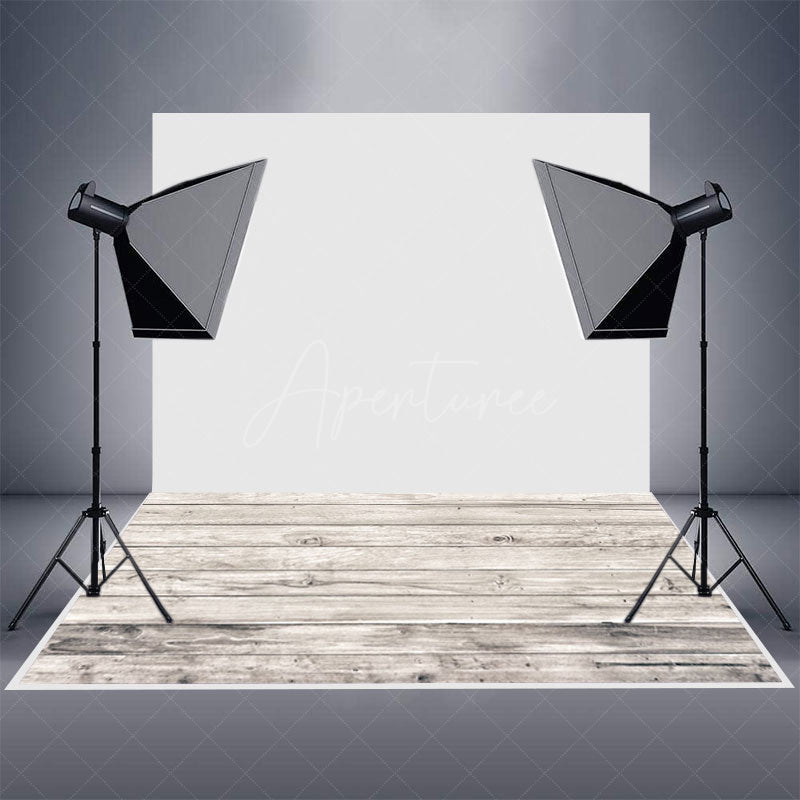 Aperturee - White Grey Wooden Photo Booth Rubber Floor Mat