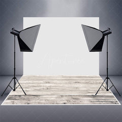 Aperturee - White Grey Wooden Photo Booth Rubber Floor Mat