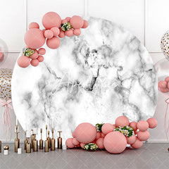 Aperturee - White Grey Marble Texture Round Birthday Backdrop
