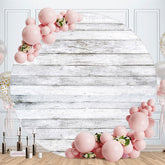 Aperturee - White Grey Wooden Round Backdrop For Birthday