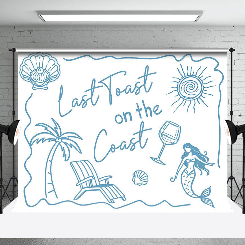 Aperturee - White Last Toast On The Coast Bachelorette Backdrop