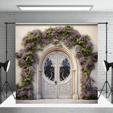 Aperturee - White Luxury Retro Door Floral Vine Spring Backdrop