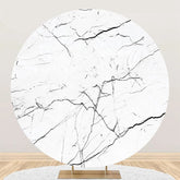 Aperturee - White Marble Texture Black Round Birthday Backdrop