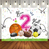 Aperturee - White Pink Born 2 Ball Sports Backdrop For Birthday