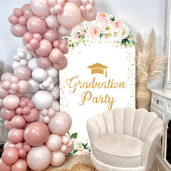 Aperturee - White Pink Floral Graduation Party Arch Backdrop