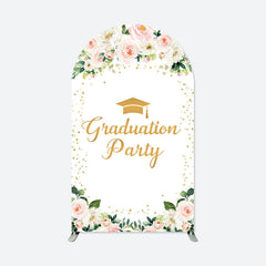 Aperturee - White Pink Floral Graduation Party Arch Backdrop