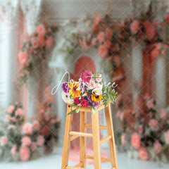 Aperturee - White Pink Luxury Wall Floral Wedding Photo Backdrop